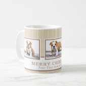 ドッグクリスマスパーソナライズされたペット写真コラージュ コーヒーマグカップ (正面左)