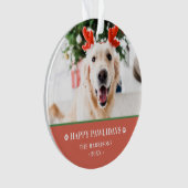 ドッグクリスマスフォトハッピーPawlidays オーナメント (正面)