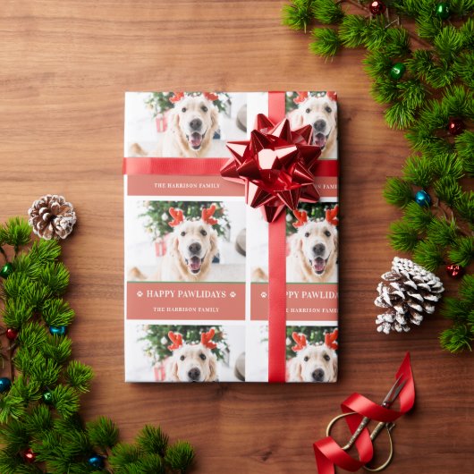 ドッグクリスマスフォトハッピーPawlidays ラッピングペーパー (クリスマスギフト)