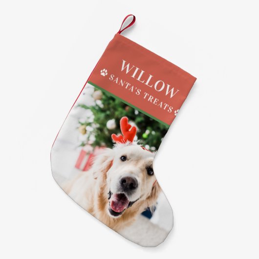ドッグクリスマスフォトモダン スモールクリスマスストッキング (正面 (吊り時))