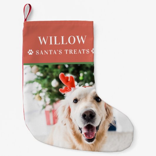 ドッグクリスマスフォトモダン スモールクリスマスストッキング (正面)