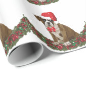 ドッグクリスマスボクサーサンタハットフェスティバルガーランド ラッピングペーパー (ロールコーナー)