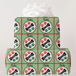 ドッグクリスマスポーズネームギフトラッピング紙 ラッピングペーパー