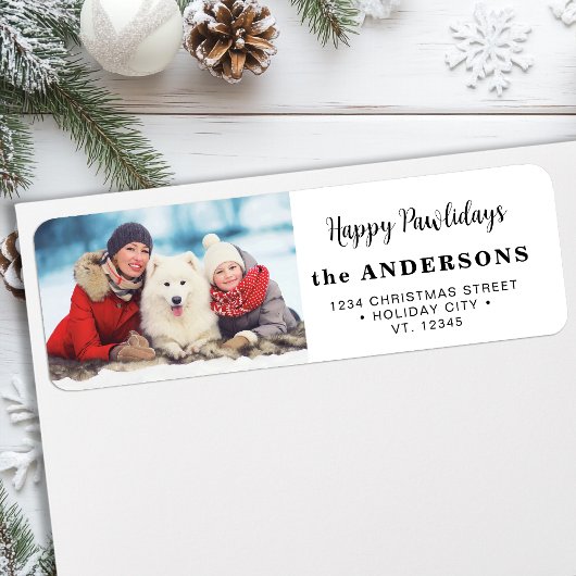 ドッグクリスマスモダンカスタムフォト差出人住所 ラベル