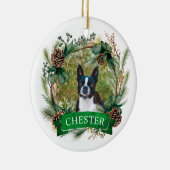 ドッグクリスマスリース セラミックオーナメント (右)