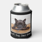 ドッグクール最高のパパEver Photo黒パーソナライズされた 缶クーラー (缶正面)