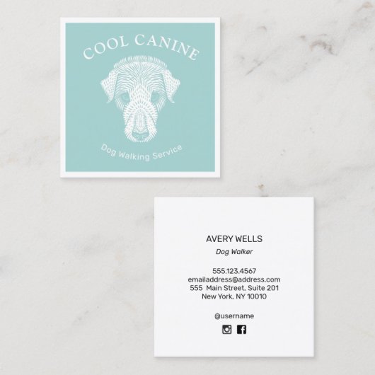 ドッグクール歩くウォーカー芸術的名刺 スクエア名刺 (正面/裏面)