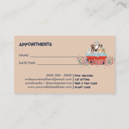 ドッググルーミングバスベッドフローラアポイントメント 名刺 (裏面)