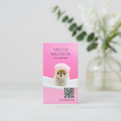 ドッググルーミングブティックの愛らしい仔犬QRコード 名刺 (スタンド正面)