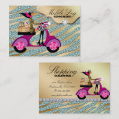 ドッググルーミング名刺スパークルゼブラティール(緑がかった色) 名刺 (正面/裏面)