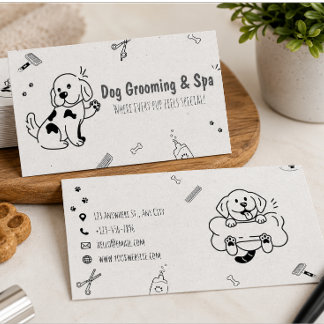 ドッググルーミング&スパ かわいい子犬 ペットグルーマー 名刺