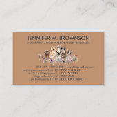 ドッググルーミング ペットサービス 花 シンプル ネイビー 名刺 (裏面)