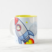 ドッグコイン·トゥ·ザ·ムーン·ロケットマン·宇宙·ドージ暗号  ツートーンマグカップ (正面左)