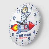 ドッグコイン·トゥ·ザ·ムーン·ロケットマン·宇宙·ドージ暗号 ラージ壁時計 (傾斜)