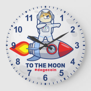 ドッグコイン·トゥ·ザ·ムーン·ロケットマン·宇宙·ドージ暗号 ラージ壁時計