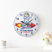 ドッグコイン·トゥ·ザ·ムーン·ロケットマン·宇宙·ドージ暗号 ラージ壁時計 (ホーム)