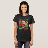 ドッグコーギクリスマスソックスクリスマスパジャマペットパピー1 Tシャツ (正面フル)