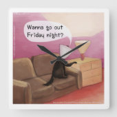 ドッグコーンデートすることおもしろいの壁掛け時計 スクエア壁時計 (正面)