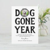 ドッグゴーイヤー白黒写真クリスマス シーズンカード (スタンド正面)