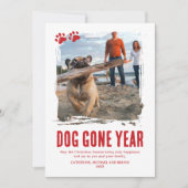 ドッグゴーイングイヤー赤い写真クリスマス シーズンカード (正面)