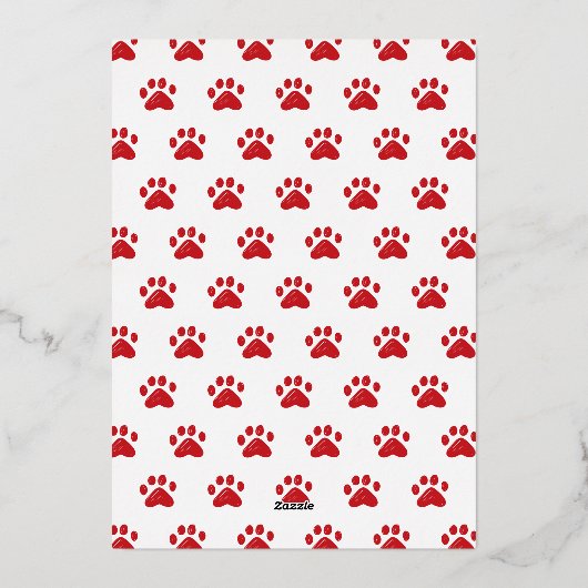 ドッグゴーイングイヤー赤い写真クリスマス 箔シーズンカード (裏面)