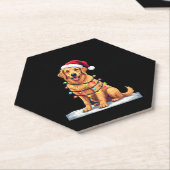 ドッグゴールデンレトリエバーサンタクリスマスクリスマスライト( ペーパーコースター (アングル)