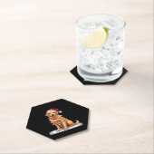 ドッグゴールデンレトリエバーサンタクリスマスクリスマスライト( ペーパーコースター (インサイチュ)