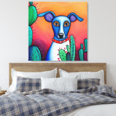 ドッグサボスフォークアート キャンバスプリント (インサイチュ (寝室))