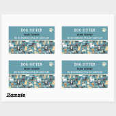 ドッグシッタードッグウォーカーパピーパターン 長方形シール (シート)