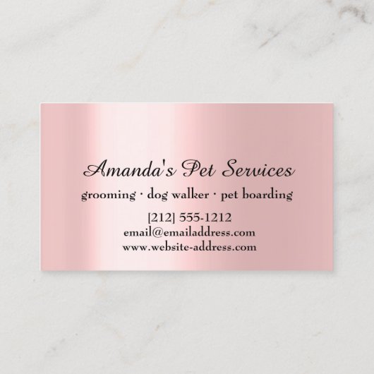 ドッグシッターペットサービスグルーミングポーパスクラシー 名刺 (裏面)