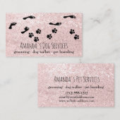 ドッグシッターペットサービスグルーミングポーパスピンク 名刺 (正面/裏面)