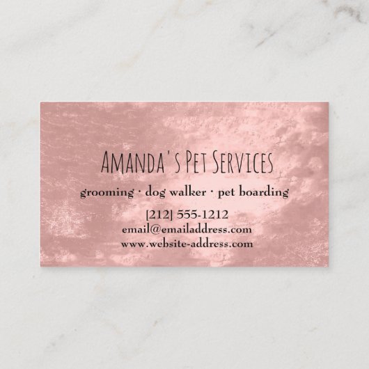 ドッグシッターペットサービスグルーミングポーパス赤面 名刺 (裏面)