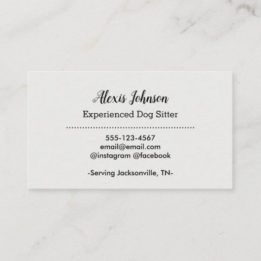 ドッグシッター名刺 名刺 (裏面)