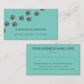 ドッグシッター、ハート付きポーパス、アクアブルー 名刺 (正面/裏面)