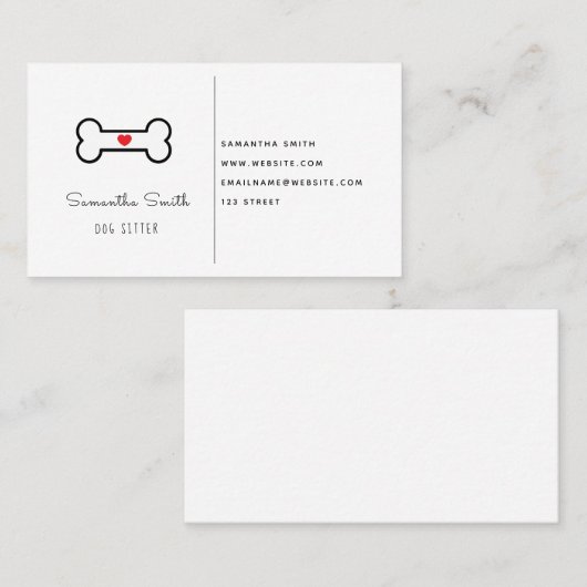 ドッグシッター |犬の骨アイコン 名刺 (正面/裏面)