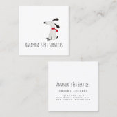 ドッグシッターPETサービスグルーミングかわいいホワイト スクエア名刺 (正面/裏面)