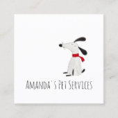 ドッグシッターPETサービスグルーミングかわいいホワイト スクエア名刺 (正面)