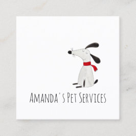 ドッグシッターPETサービスグルーミングかわいいホワイト スクエア名刺