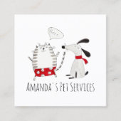 ドッグシッターPETサービスグルーミングかわいい簡単 スクエア名刺 (正面)
