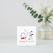 ドッグシッターPETサービスグルーミングかわいい簡単 スクエア名刺 (スタンド正面)