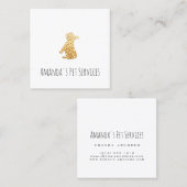 ドッグシッターPETサービスグルーミングシンプル金ゴールド スクエア名刺 (正面/裏面)