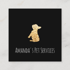 ドッグシッターPETサービスグルーミングシンプル金ゴールド スクエア名刺