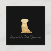 ドッグシッターPETサービスグルーミングシンプル金ゴールド スクエア名刺 (正面)