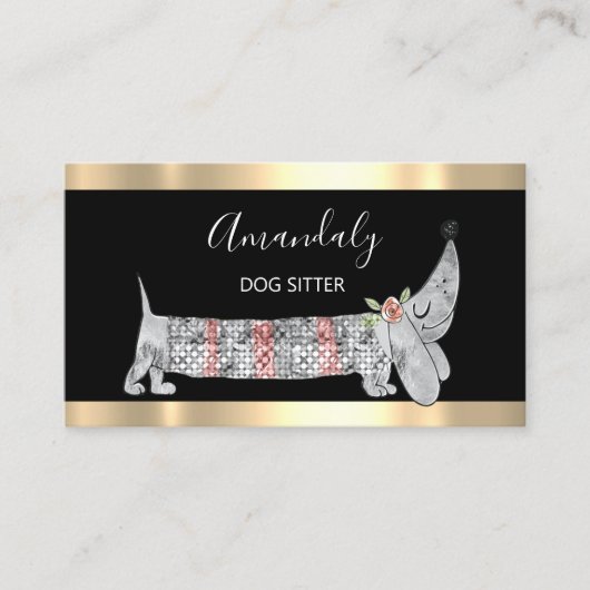 ドッグシッターPETファッションブティックバスセットシルバーグレイ 名刺 (正面)