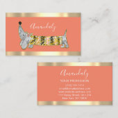 ドッグシッターPETファッションブ気にティックバスセットコーラル 名刺 (正面/裏面)