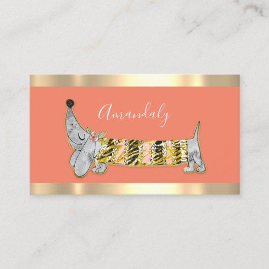 ドッグシッターPETファッションブ気にティックバスセットコーラル 名刺 (正面)