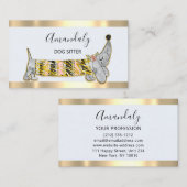 ドッグシッターPETファッションブ気にティックバセットグレー 名刺 (正面/裏面)