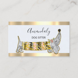 ドッグシッターPETファッションブ気にティックバセットグレー 名刺