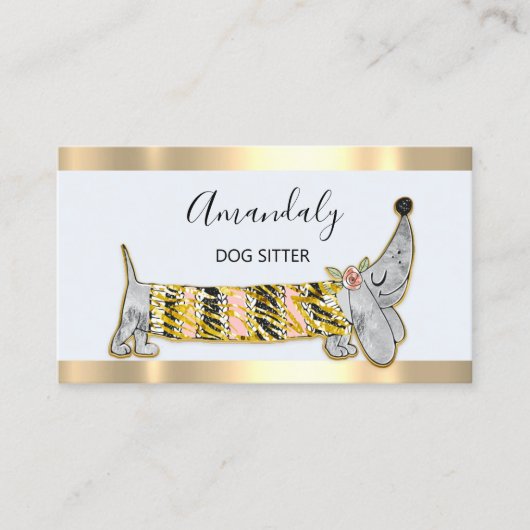 ドッグシッターPETファッションブ気にティックバセットグレー 名刺 (正面)