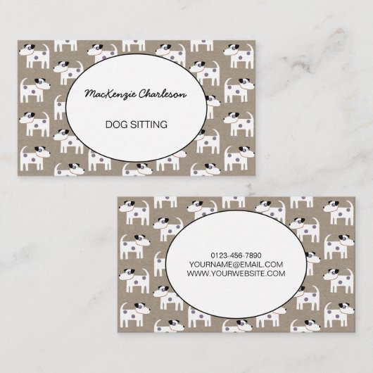 ドッグシッティングジャックラッセルテリアブラウン紙 名刺 (正面/裏面)
